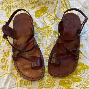 Jerusalem Sandals Brown Leather Good Shepherd NWOT